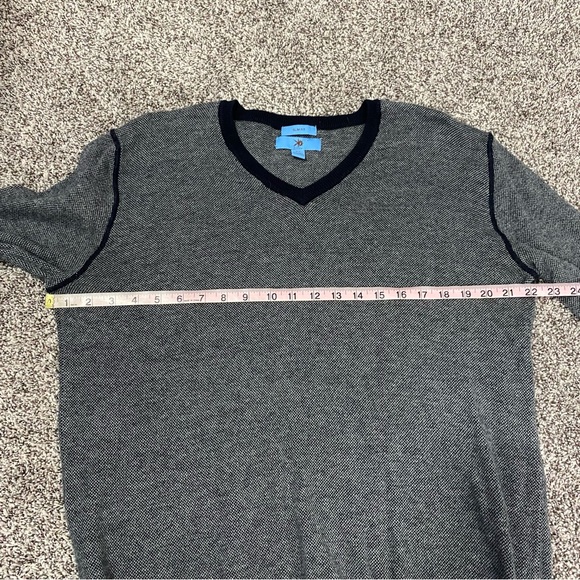 Egara Slim Fit Blue Knit Cashmere Blend V-Neck Men’s XLT - Picture 5 of 6